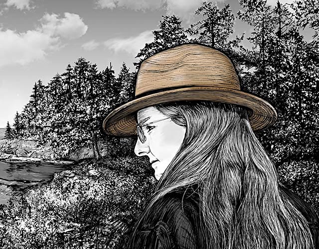 Ann in Fidora Portrait Illustration by Doug LaRue