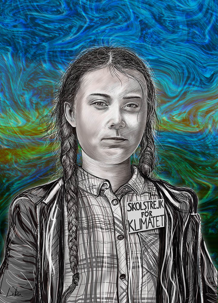 Greta Thunberg Portrait t by Doug LaRue